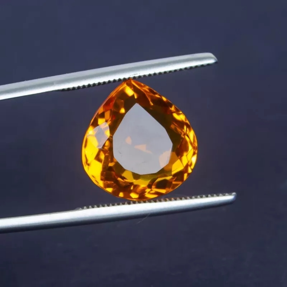 14.5 Ct Certified Natural Translucent Pear Cut Citrine Loose Gemstone